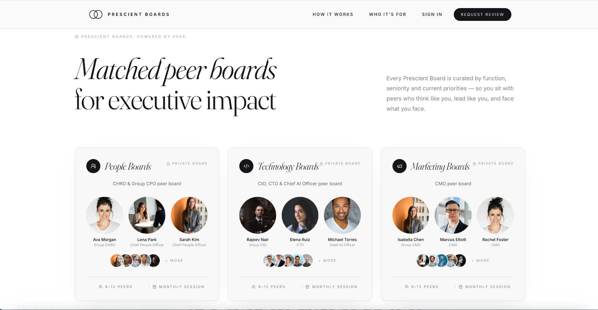 Prescient Boards — Peer decision infrastructure